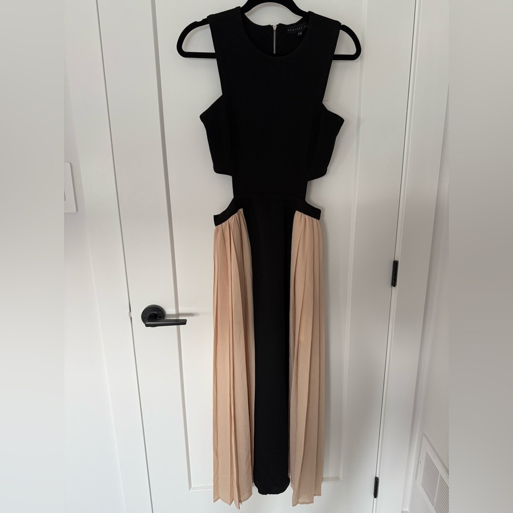 Elegant Black and Cream Evening Dress